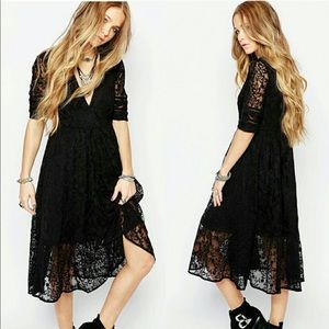 NWT Free People Mountain Laurel Lace Dress Black